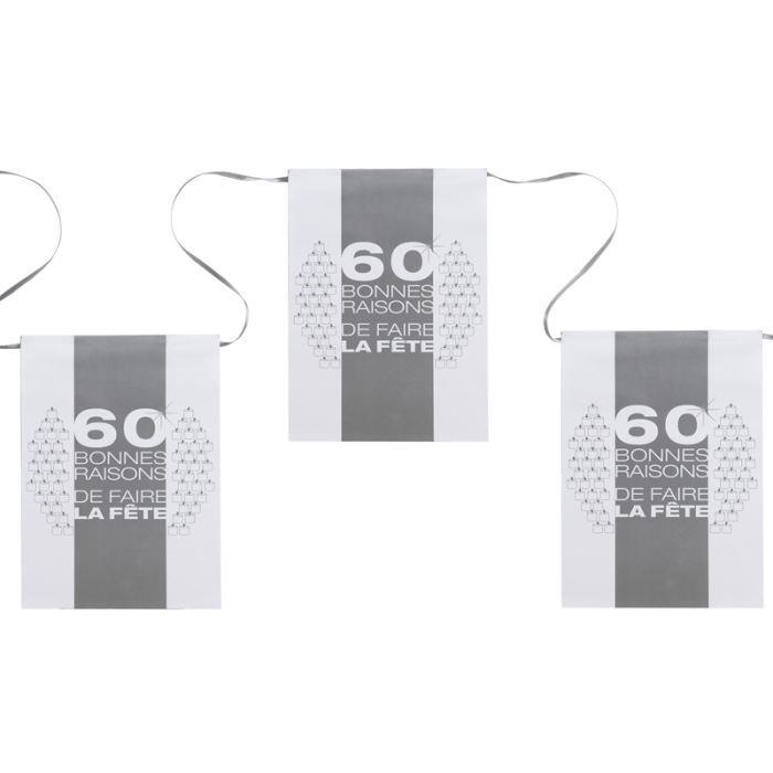 Banderole 6 me tres anniversaire 60 ans blanche