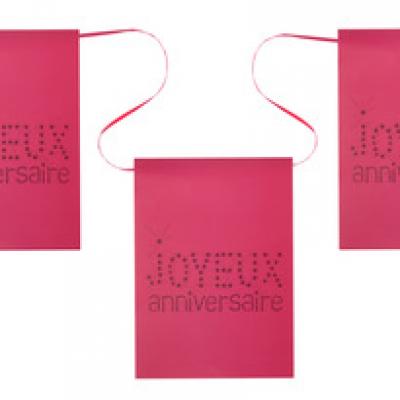 Banderole joyeux anniversaire fuchsia (x1) REF/4013