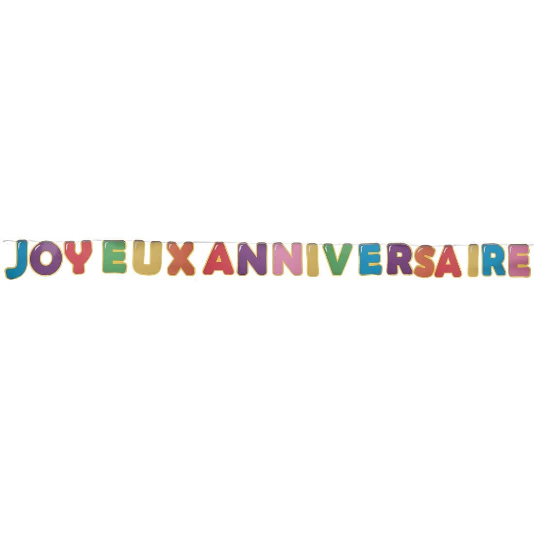Banderole Joyeux Anniversaire multicolore et lettres REF/7228