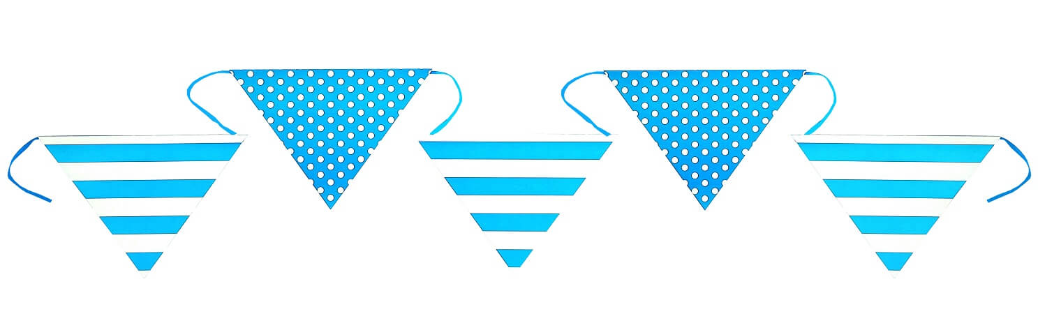 Banderole bleu turquoise rayure et pois