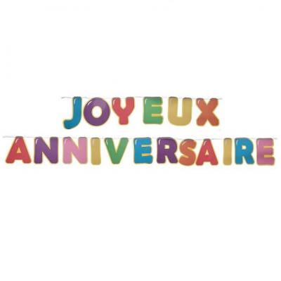 Banderole Joyeux Anniversaire multicolore avec lettres de 6m (x1) REF/7228