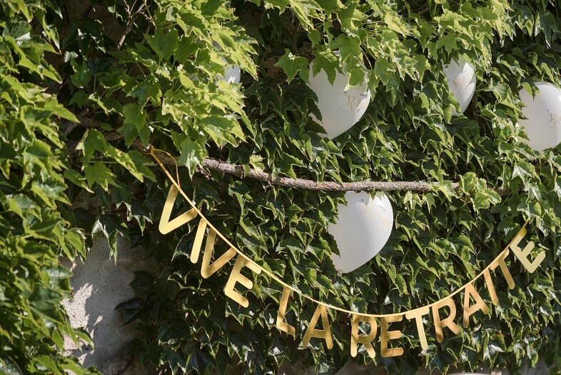 Banderole lettre vive la retraite or