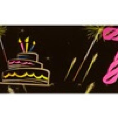 Banniere anniversaire 70 ans noir et multicolore
