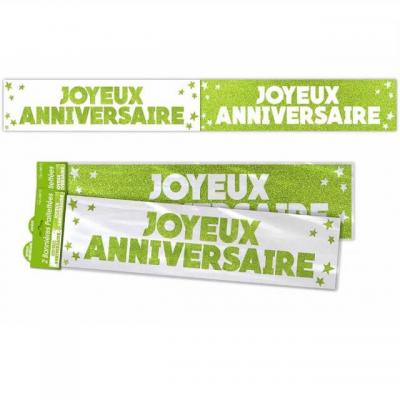 Bannière anniversaire pailletée: Vert (x1) REF/BANP00V