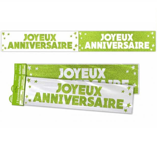 Banniere anniversaire pailletee verte