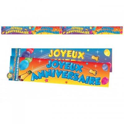 Bannière joyeux anniversaire multicolore 2.44m (x1) REF/BAN01