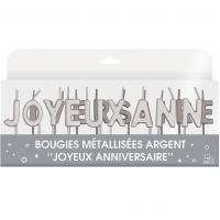 Bjam bougie lettre metallisee argent gateau fete anniversaire