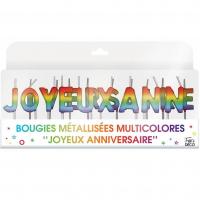 Bjam bougie lettre metallisee multicolore gateau fete anniversaire