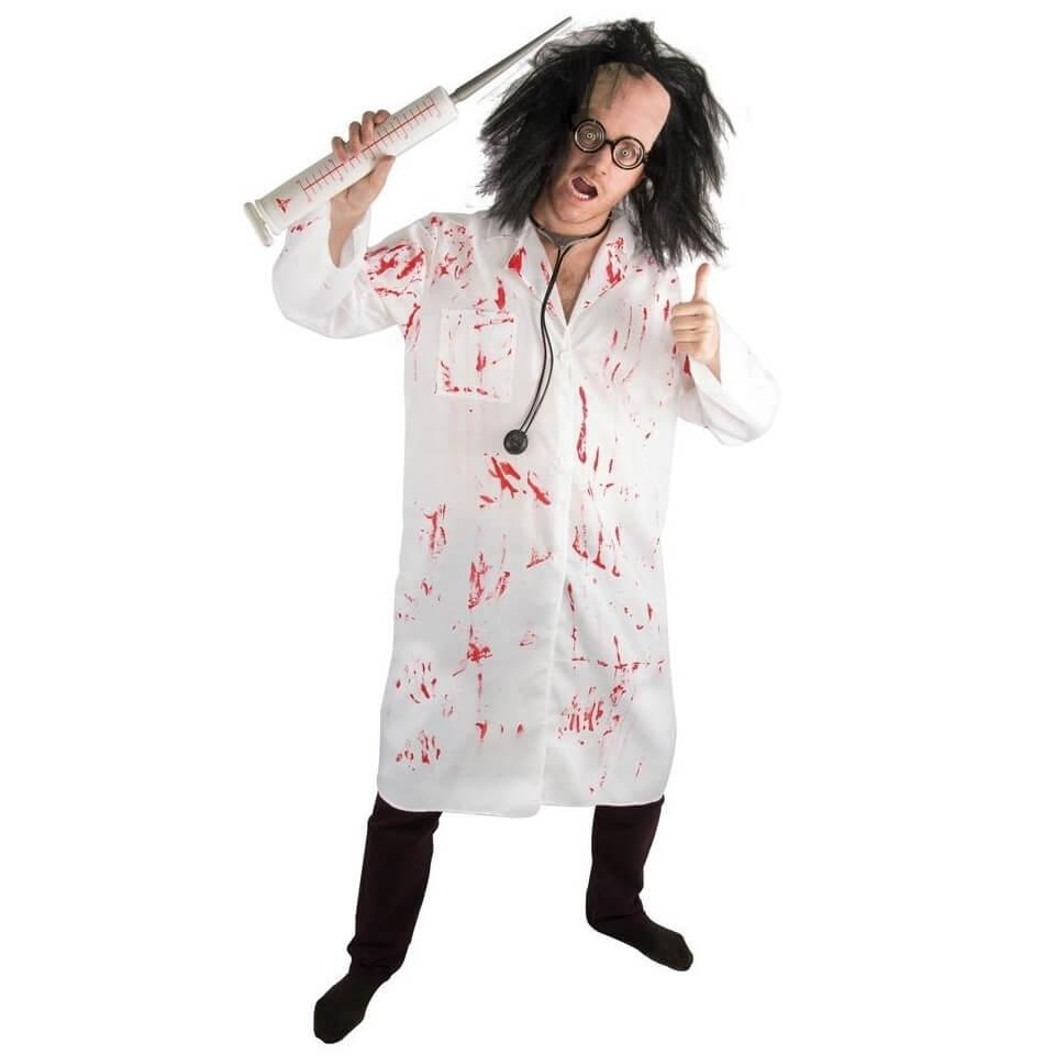 Blouse medecin adulte sanglante halloween blanc et rouge