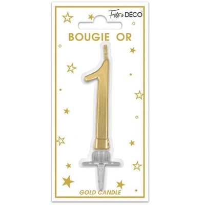 Bmcor0 magasin pas de calais decoration gateau anniversaire bougie dore or metal chiffre 1