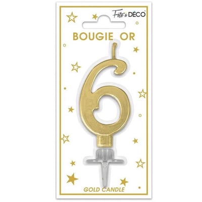Bmcor0 magasin pas de calais decoration gateau anniversaire bougie dore or metal chiffre 6
