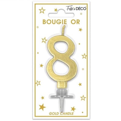 Bmcor0 magasin pas de calais decoration gateau anniversaire bougie dore or metal chiffre 8