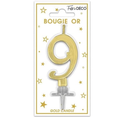 Bmcor0 magasin pas de calais decoration gateau anniversaire bougie dore or metal chiffre 9