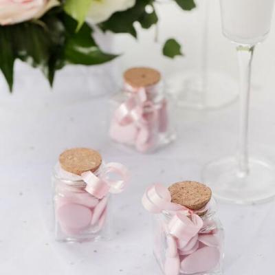 Confection de dragee avec bolduc rose