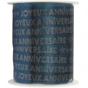 Sublime bobine ruban Bolduc Joyeux Anniversaire bleu Canard et argent 10mm x 25m (x1) REF/7982