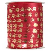 Bobine ruban Bolduc Noël rouge et doré métallisé 10mm x 25m (x1) REF/7203