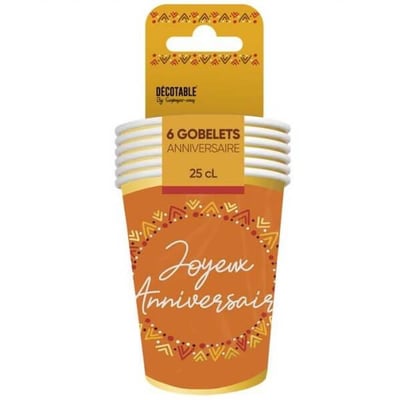 Boh2gb2500 magasin pas de calais decoration anniversaire boheme vaisselle gobelet carton