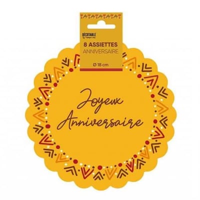Bohaa18 magasin pas de calais decoration anniversaire boheme vaisselle assiette carton 18cm