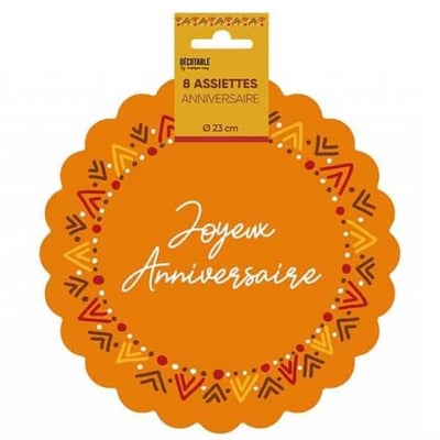 Bohaa23 magasin pas de calais decoration anniversaire boheme vaisselle assiette carton 23cm
