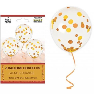 Bohbalct magasin pas de calais decoration anniversaire boheme ballon latex confettis orange curry