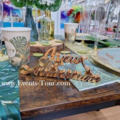 Bohdtam00 decoration lettre joyeux anniversaire metalique or cuivre