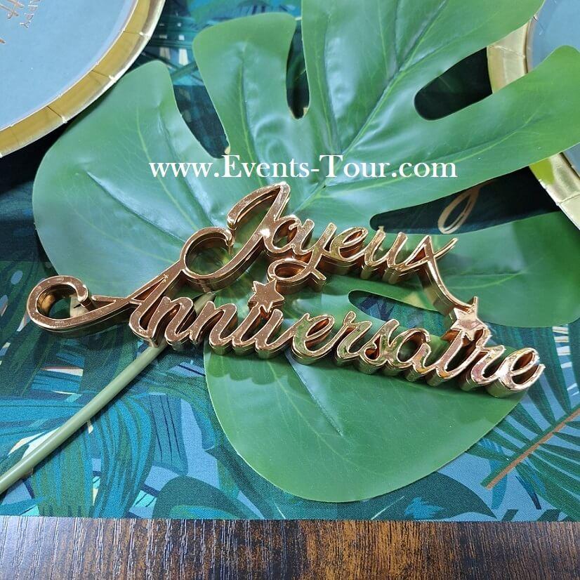 Bohdtam00 decoration lettre joyeux anniversaire metalique or cuivre