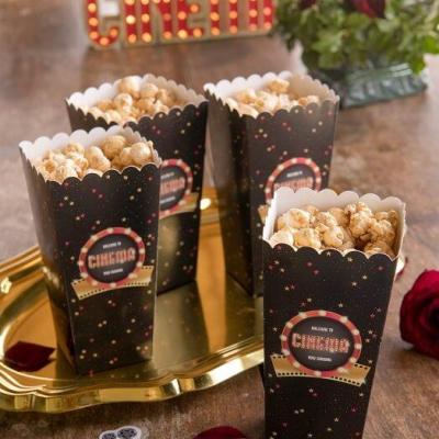 Decoration boite cornet a pop corn noire cinema