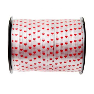 Bobine ruban bolduc blanc avec coeur rouge 7.5mm x 50m (x1) REF/3994