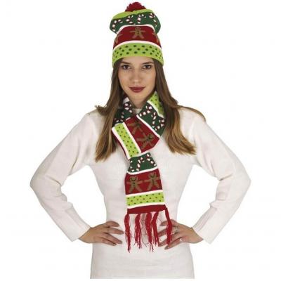 Bonnet avec écharpe de Noël pour adulte avec motif gourmandises REF/48335