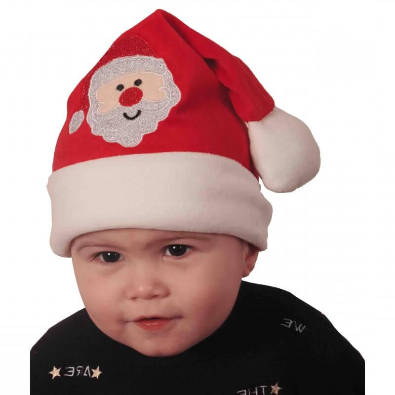 Bonnet Noël bébé rouge et blanc avec père Noël REF/NEUH442