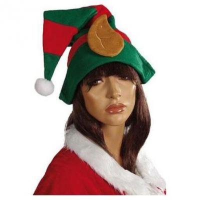 Bonnet lutin de noel adulte vert et rouge