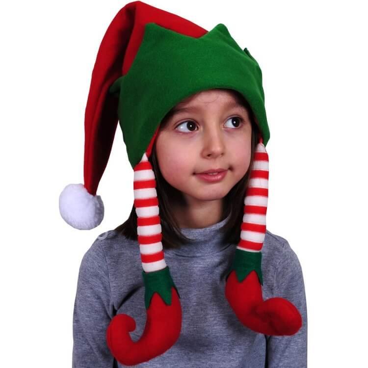 Bonnet de lutin vert et rouge pour enfant