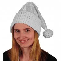 Bonnet de noel adulte blanc aspect satin