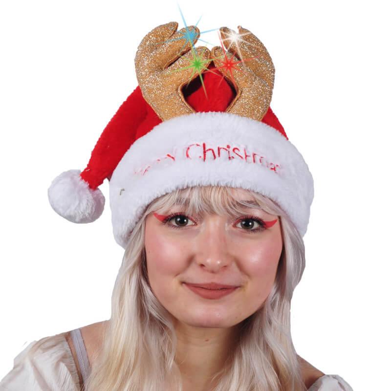 Bonnet adulte lumineux de Noël avec cornes REF/NUS252L