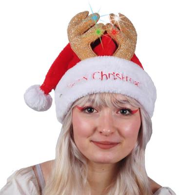 1 Bonnet adulte lumineux de Noël avec cornes pailletées REF/NUS252L