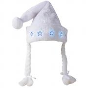 Bonnet de Noël blanc enfant avec scintillement argenté, tresses et étoiles lumineuses (x1) REF/22380