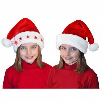 Bonnet de noel enfant avec etoiles lumineuses rouge et blanc