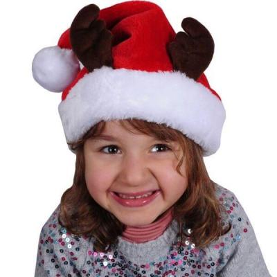 Bonnet enfant rouge et blanc de noel cornes de renne 4 6 ans