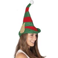 Bonnet lutin de noel adulte vert et rouge