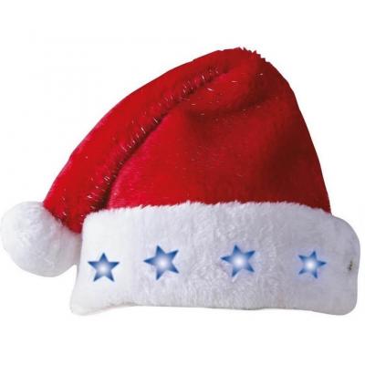 Bonnet de Noël rouge enfant avec scintillement argenté et étoiles lumineuses (x1) REF/22381