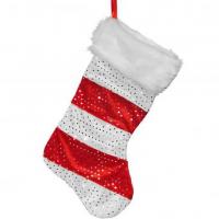 Botte de noel velours avec sequins blanc et rouge