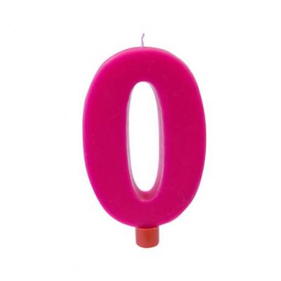 Grande bougie 0 fuchsia anniversaire (x1) REF/BGA1007