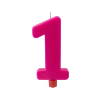 Grande bougie 1an fuchsia anniversaire (x1) REF/BGA1007