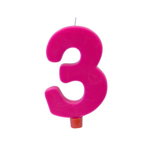 Bougie 3ans fuchsia anniversaire (x1) REF/BGA1007