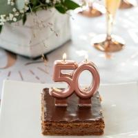 Bougie 50ans anniversaire rose gold deco gateau