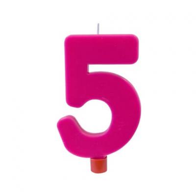 Grande bougie 5ans fuchsia anniversaire (x1) REF/BGA1007