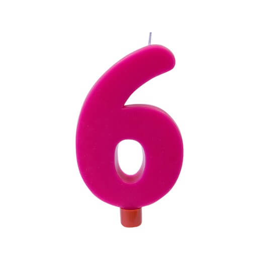 Bougie 6ans fuchsia anniversaire (x1) REF/BGA1007