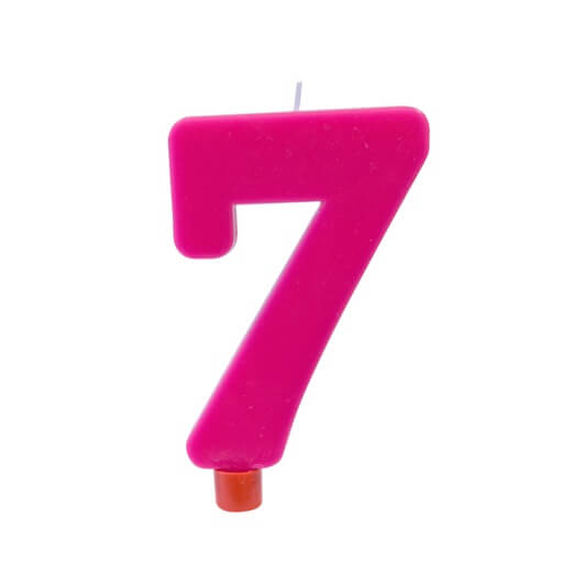 Bougie 7ans fuchsia anniversaire (x1) REF/BGA1007