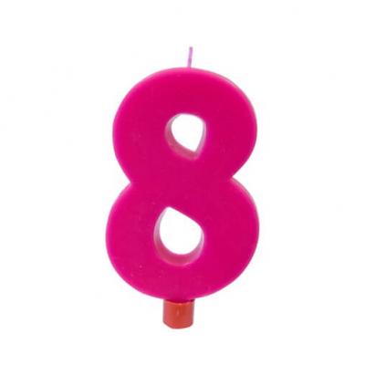 Grande bougie 8ans fuchsia anniversaire (x1) REF/BGA1007