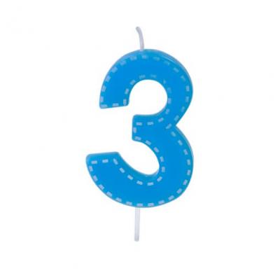 Bougie anniversaire bleue 3ans (x1) REF/BGA1201